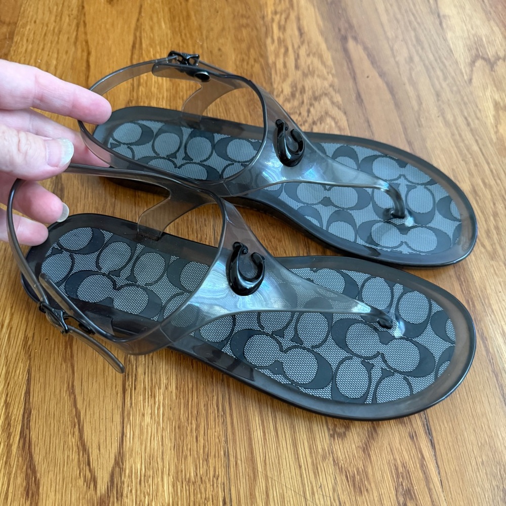 Coach Natalee black clear jelly summer sandals 8 - Picture 2 of 6